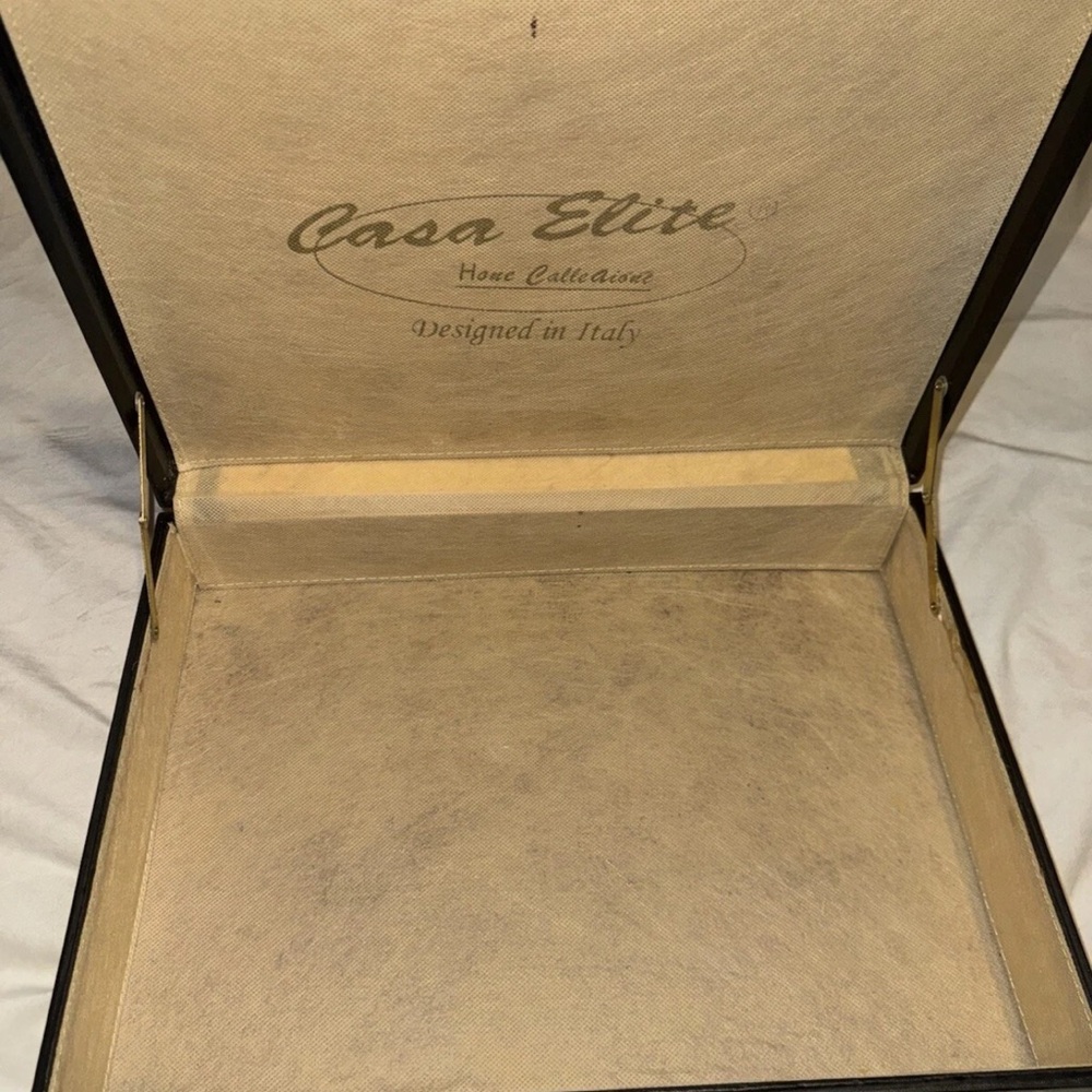 Vintage Rare Casa Elite Black Leather Empty Storage Case Gold Accents Briefcase - Picture 7 of 8